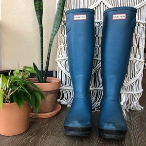 Tall Hunter boots - teal and black slim fit